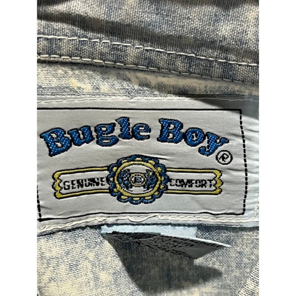 Vintage 80s Bugle Boy Shirt Acid Wash Mens Short Sleeve Button Down Sz M Retro - Picture 6 of 6